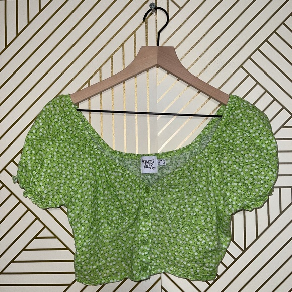 PRINCESS POLLY Laguna Floral Top in Green Size 8 - Picture 3 of 10